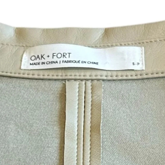 Oak + Fort Cream Vegan Faux Leather Wrap Dress Midi Length Size Small Women's - Picture 13 of 13